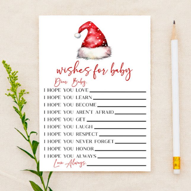 Santa Christmas Wishes For Baby Shower Activity Briefpapier (Von Creator hochgeladen)