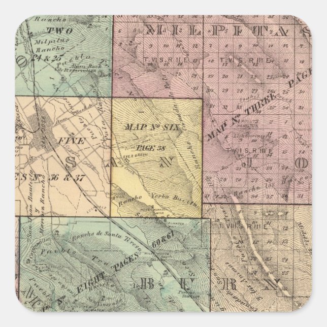 Santa Clara Co-Indexkarte Quadratischer Aufkleber (Vorderseite)