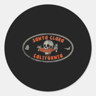 Santa Clara Kalifornien Ca Retro Surfer Vorne Und Runder Aufkleber