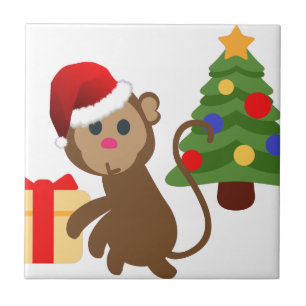 Santa Claus Affe Emoji Fliese