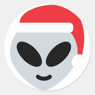 santa claus Alien emoji Runder Aufkleber