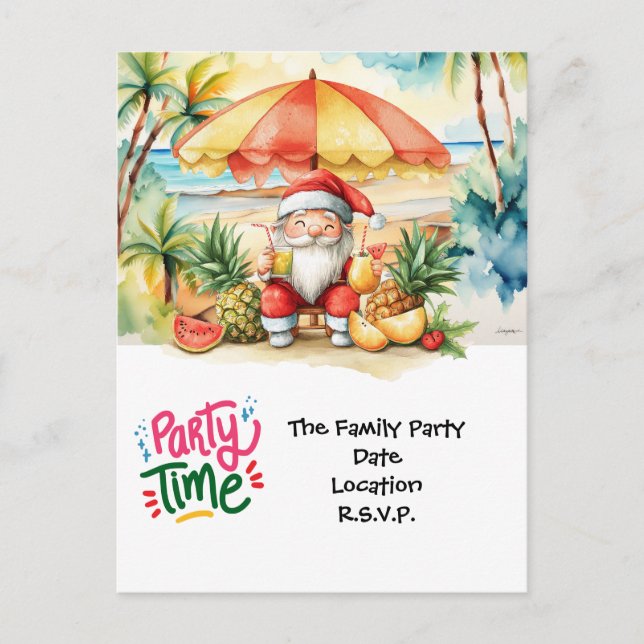 SANTA CLAUS am Hawaii Beach zu Weihnachten Postkarte (Vorderseite)