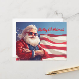 Santa Claus American Flag Postkarte