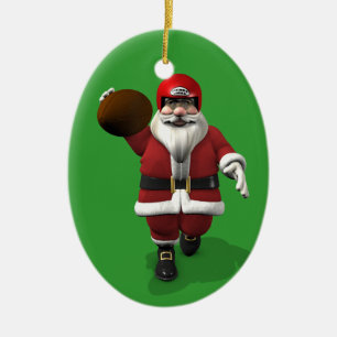 Santa Claus American Football Player Keramikornament