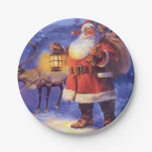 Santa Claus and his reindeer Pappteller