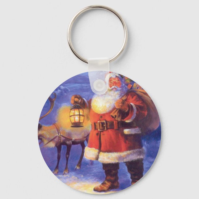 Santa Claus and his reindeer Schlüsselanhänger (Vorderseite)