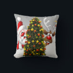 Santa claus and reindeer behind a christmas tree.j kissen<br><div class="desc">christmas santa claus reindeer, 
frozen friends colorful funny , 
vintage magic snowflake art, 
2020 happy new year, 
joy gift snow flying, 
year new celebration deer, 
happy xmas winter holiday, 
bell merry cartoon illustration, 
fun animal party cute, 
reindeer christmas santa claus , </div>