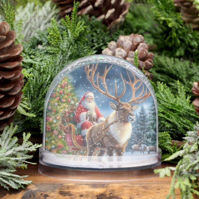 Santa Claus and Reindeer Vintage Christmas  Schneekugeln (Winter)