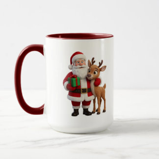 Santa Claus and Rudolph Cartoon Tasse