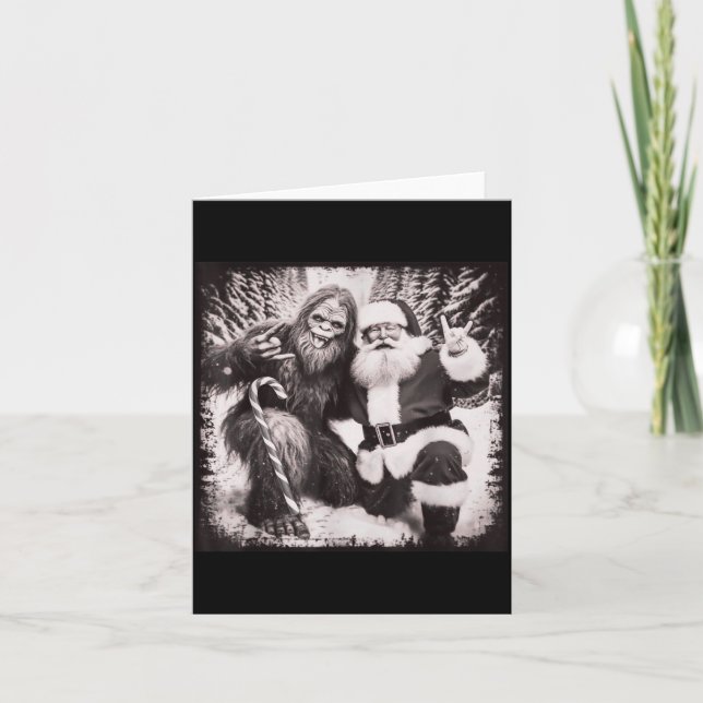 Santa Claus And Sasquatch Bigfoot Funny Joyful Sno Karte (Vorderseite)
