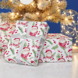 Santa Claus Aquarell fröhliches Ansehen Geschenkpapier