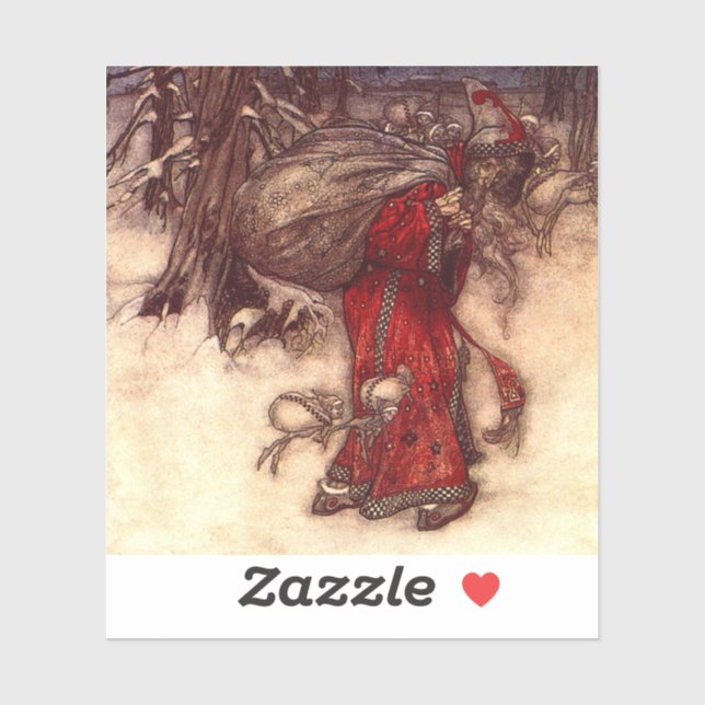 Santa Claus Arthur Rackham Aufkleber (Blatt)