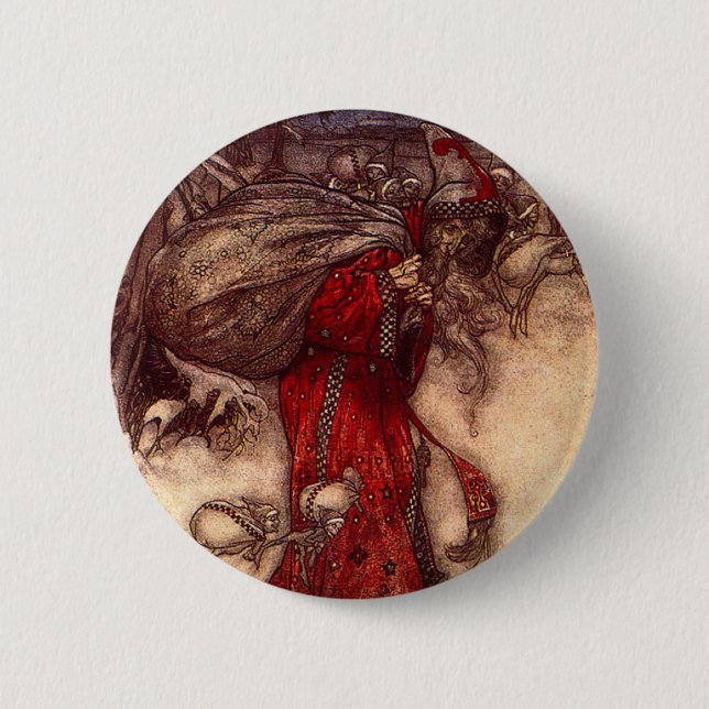 Santa Claus Arthur Rackham Button (Vorderseite)