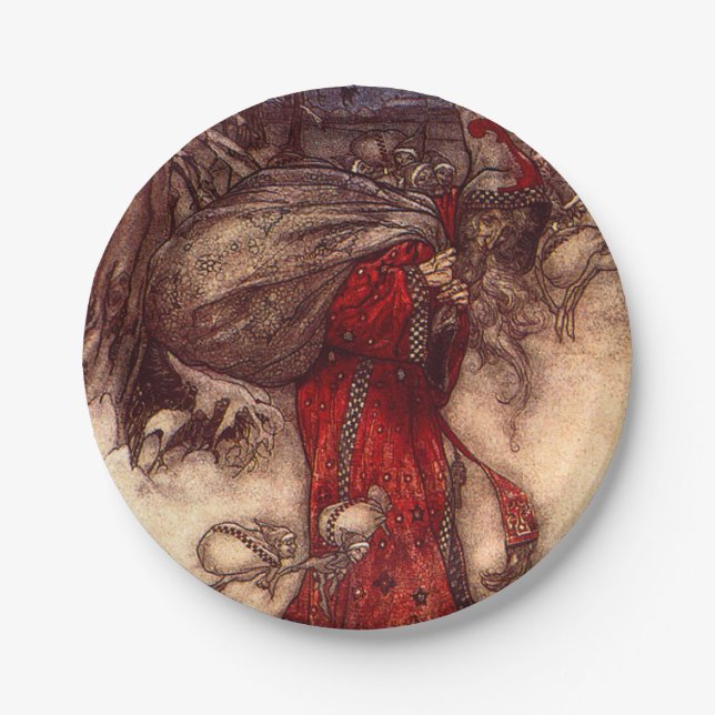 Santa Claus Arthur Rackham Pappteller (Vorderseite)