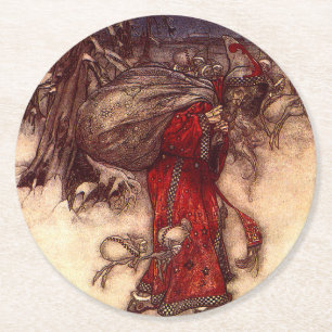 Santa Claus Arthur Rackham Runder Pappuntersetzer