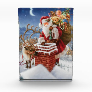 Santa Claus auf dem Dach Foto Block