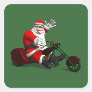 Santa Claus auf Dreirad Quadratischer Aufkleber