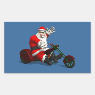 Santa Claus auf Dreirad Rechteckiger Aufkleber