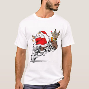 Santa Claus auf Motorrad Rudolph das Rentier T-Shirt