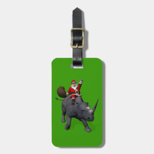 Santa Claus auf Rhino Rhinoceros Gepäckanhänger