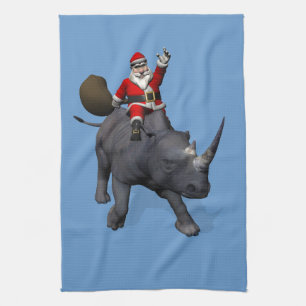 Santa Claus auf Rhino Rhinoceros Küchentuch