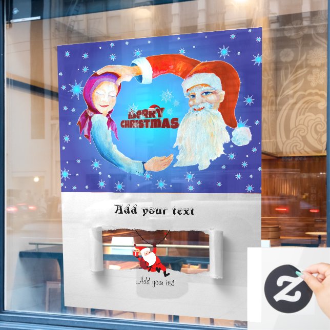 Santa Claus Baby Illustration Starry Snow Fensteraufkleber (Café-Fenster)