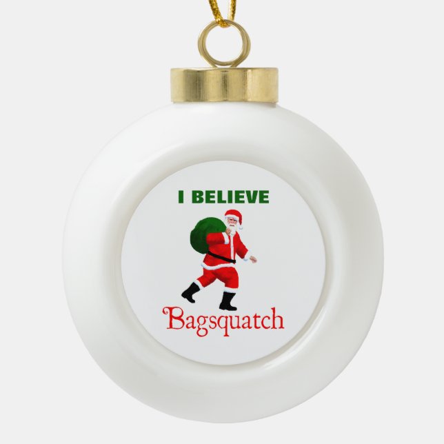 Santa Claus - Bagsquatch Keramik Kugel-Ornament (Vorderseite)