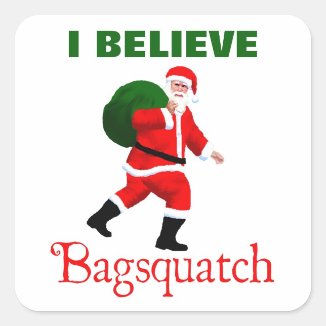 Santa Claus - Bagsquatch Quadratischer Aufkleber (Vorderseite)