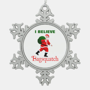 Santa Claus - Bagsquatch Schneeflocken Zinn-Ornament