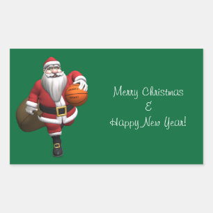 Santa Claus Basketballspieler Rechteckiger Aufkleber