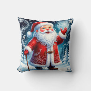 Santa Claus beim Schlittschuhlaufen durch eine sch Kissen