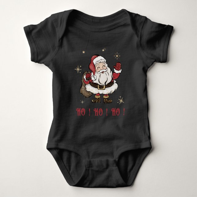 Santa Claus Black Baby Bodysuit Strampler (Vorderseite)