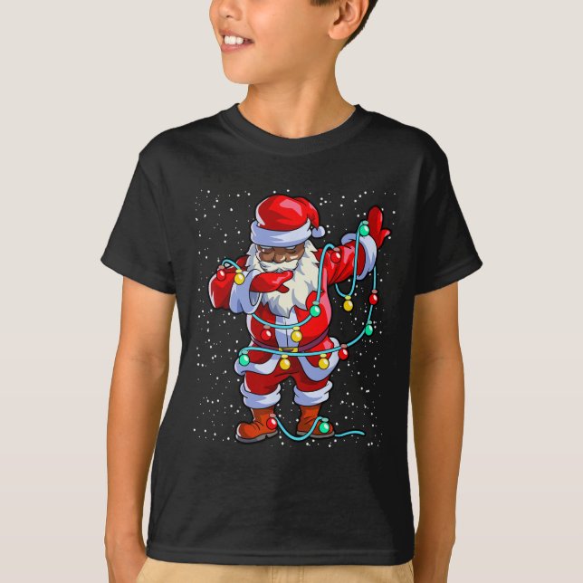 Santa Claus Black Christmas Afro Afro American T-Shirt (Vorderseite)