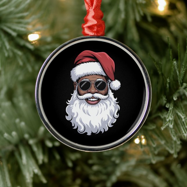 Santa Claus Black Xmas Santa Afro African American Ornament Aus Metall (Baum)