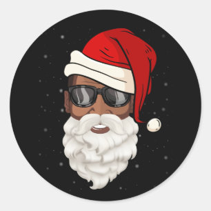 Santa Claus Black Xmas Santa Afro American Runder Aufkleber