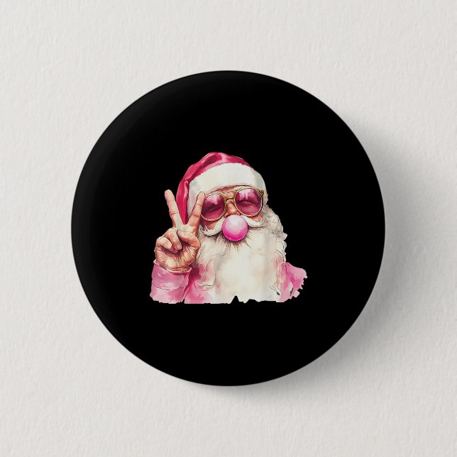 Santa Claus Blowing Bubble Gum Nk Sungles Christma Button (Vorderseite)