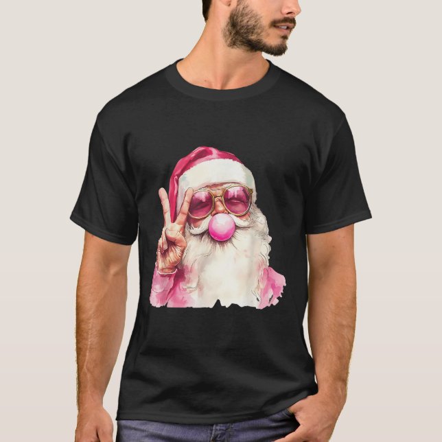 Santa Claus Blowing Bubble Gum Nk Sungles Christma T-Shirt (Vorderseite)