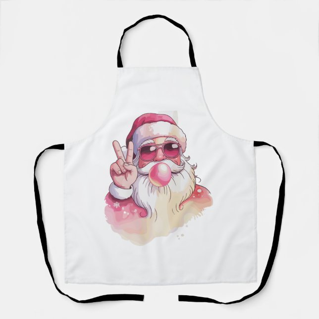 Santa Claus Blowing Bubble Gum Pink Sunglasses  Schürze (Vorderseite)