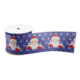 Santa Claus Blue Snowflakes Weihnachten 15 cm Brei Satinband