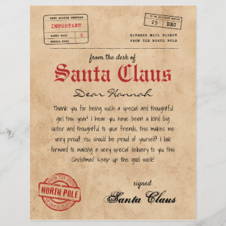 Santa Claus Brief vom Vintagen Printable vom Weihn