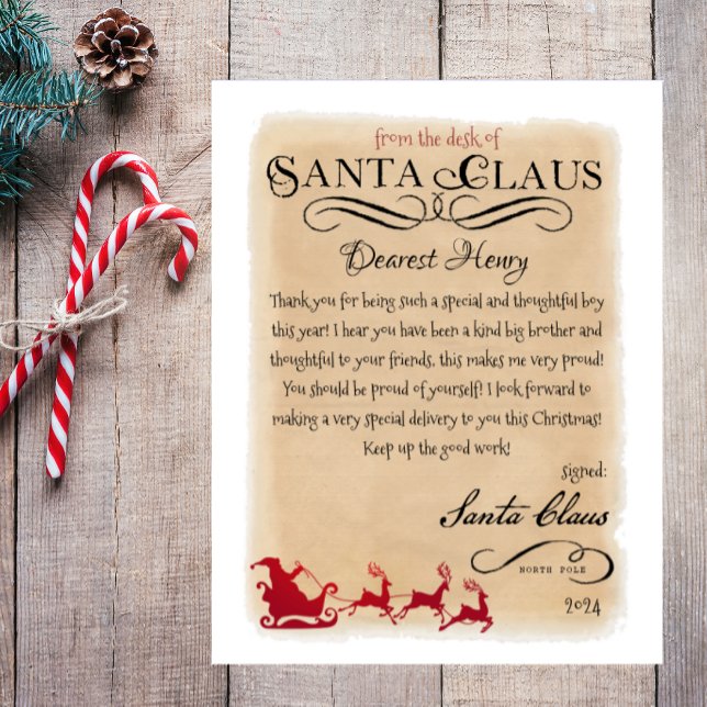 Santa Claus Brief von Santa Sleigh Printable (letter from santa, vintage santa letter, printable santa letter, approved santa claus letter)