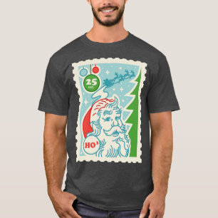 Santa Claus Briefmarke Frohe Weihnachten T-Shirt