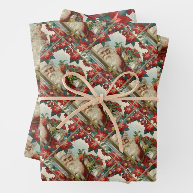 Santa Claus bringing gifts and presents Geschenkpapier Set (Beispiel)