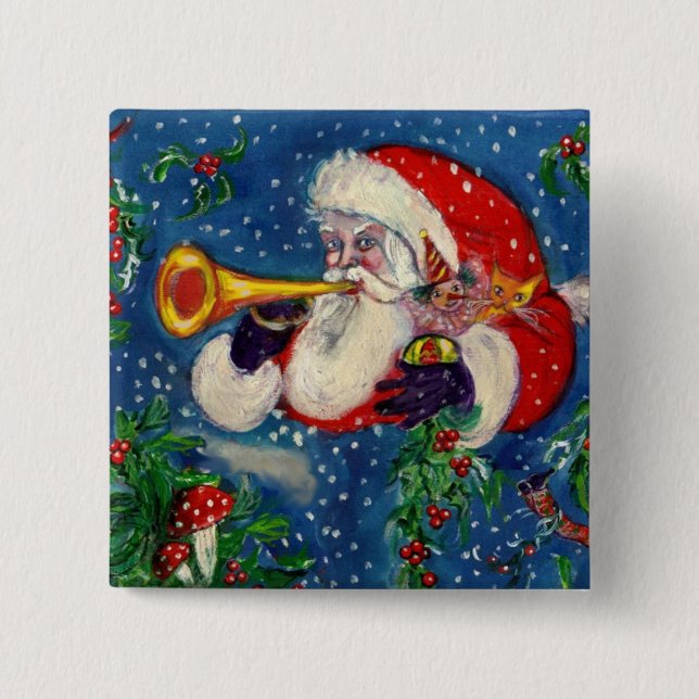 SANTA CLAUS BUGLER Musikalische Weihnachtsnacht Button (Vorderseite)