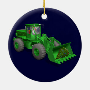 Santa Claus Bulldozer Operator Keramikornament