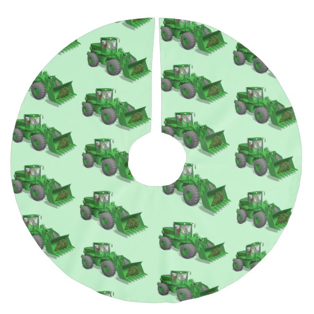 Santa Claus Bulldozer Operator Polyester Weihnachtsbaumdecke (Vorderseite)