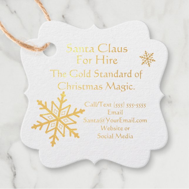 Santa Claus Business Card Gold Geschenkanhänger (Vorderseite)
