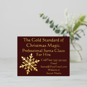 Santa Claus Business Card Gold Postkarte