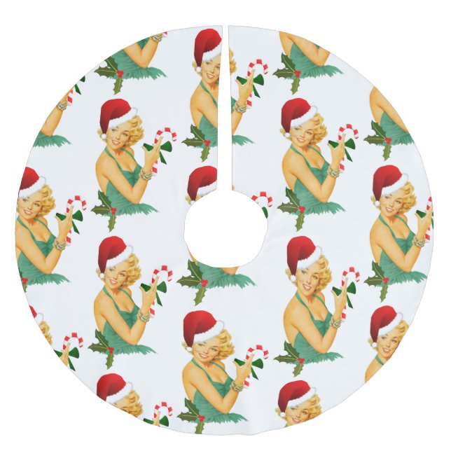 Santa Claus Button auf Polyester Weihnachtsbaumdecke (Vorderseite)