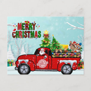 Santa Claus Camion Vintage Carte postale de Noël
